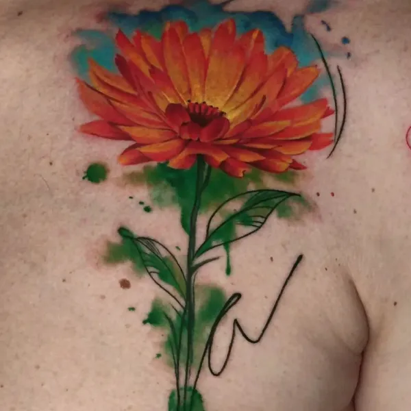 Aquarell-Blume mit Pinselstrich-Effekt